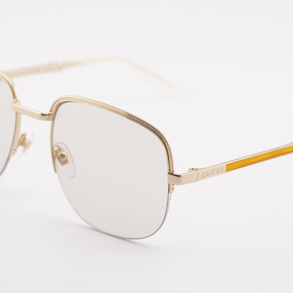 Gucci GG0777S 001 Sunglasses Gold Square Frame, Transparent Lenses - Picture 7 of 10